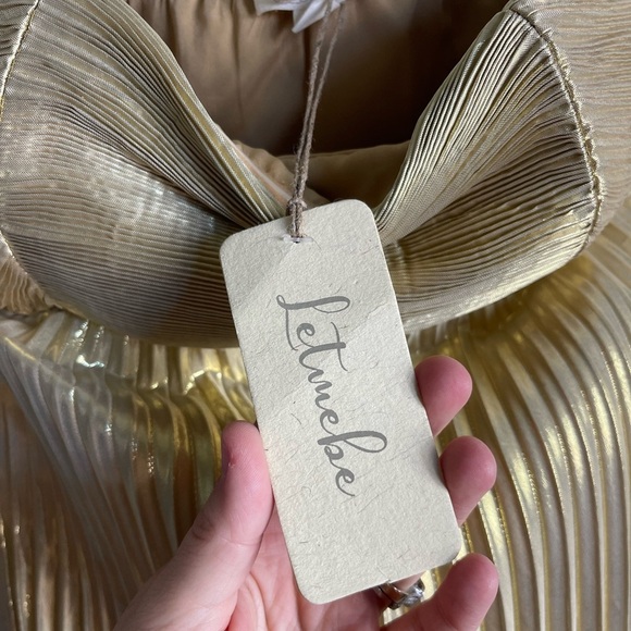 Anthropologie Let Me Be Gold Foil Pleated Strapless Midi Dress Size XS NWT - Picture 11 of 13